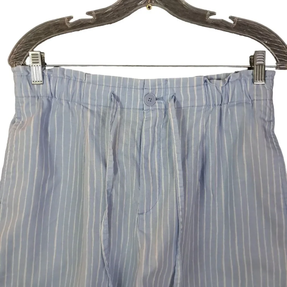 Striped Light Blue Women's Pull-On Shorts